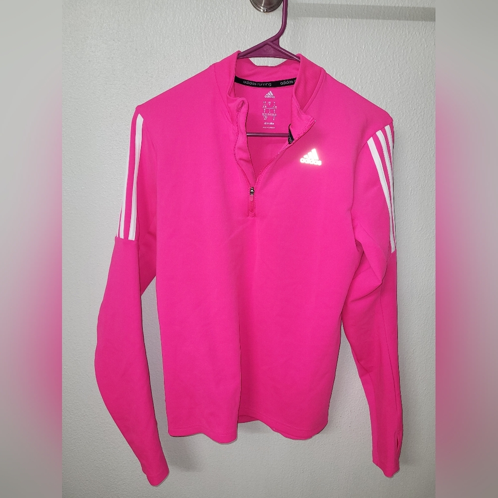 Adidas Hot Pink Quarter-Zip Top Size Small Great Condition